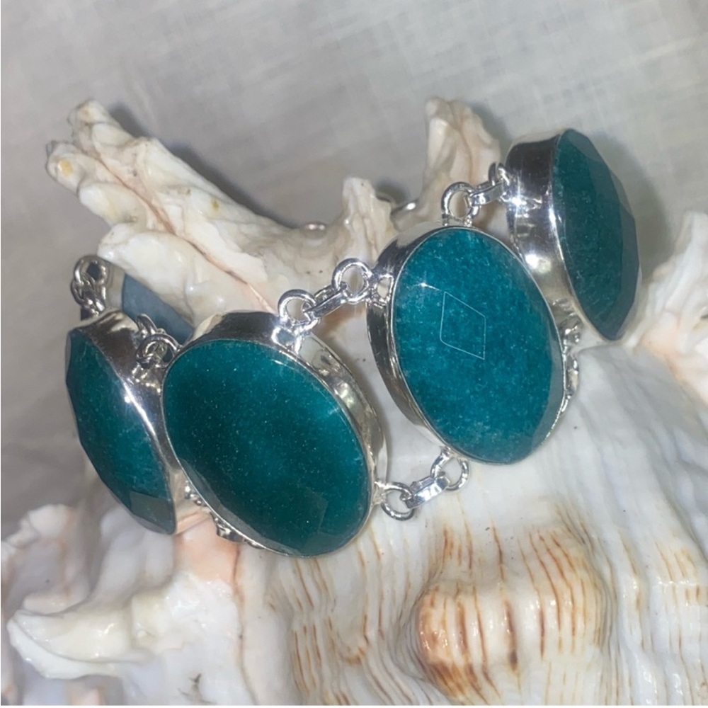 Genuine Emerald Multi-gemstone Statement Bracelet in 925 Sterling Silver